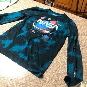 Long Sleeve NASA shirt, blue tie dye